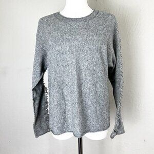 n:PHILANTHROPY Sweater Wool Cashmere Blend‎ Distressed Sleeve Gray Size Medium